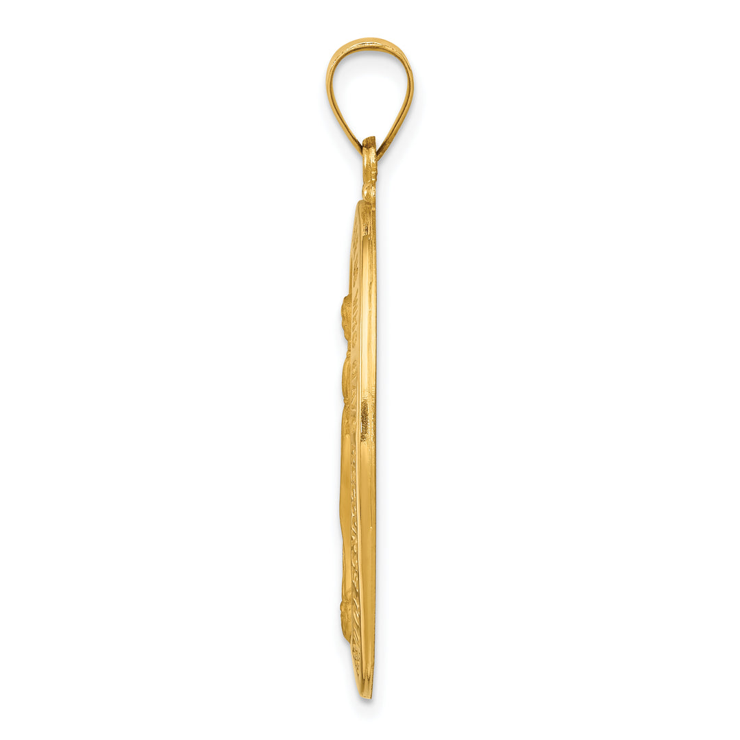 14k Hollow Polished And Satin Miraculous Medal Pendant