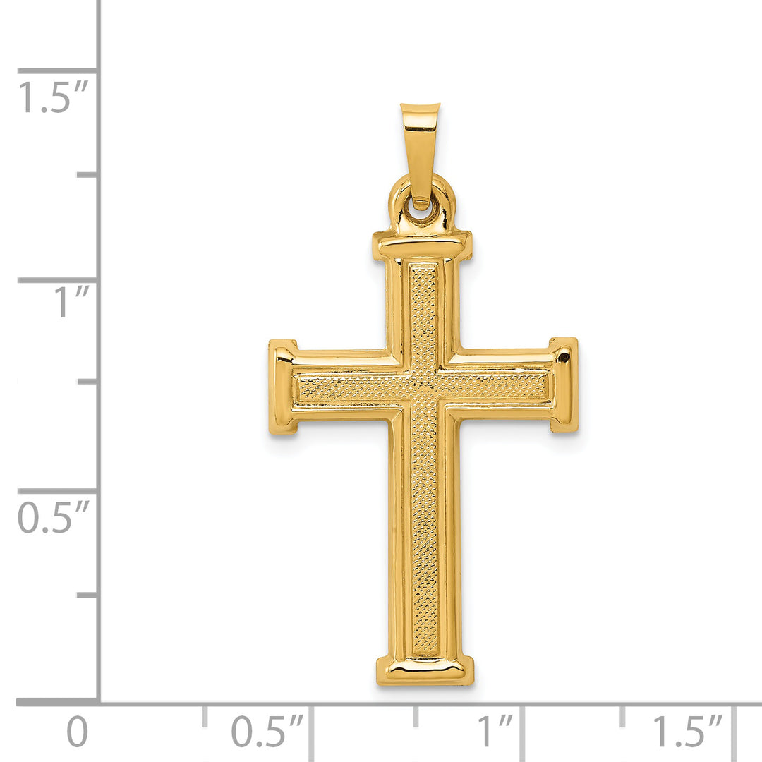 14k Brushed and Polished Latin Cross Pendant