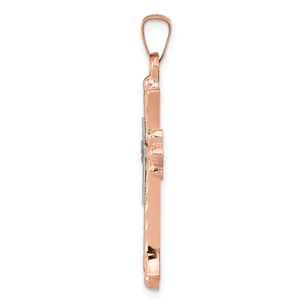 14K Two-Tone Budded Cross Pendant
