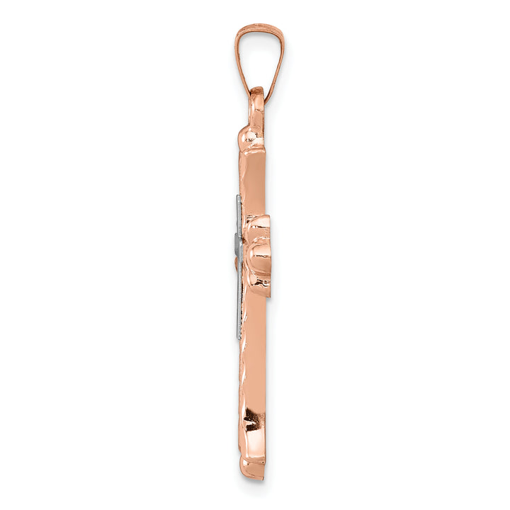 14K Two-Tone Budded Cross Pendant