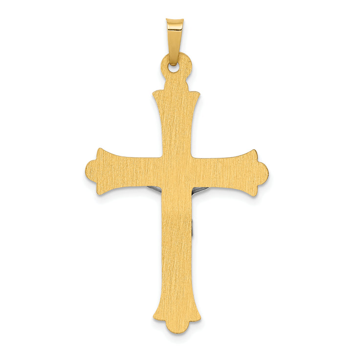 14k Two-Tone Textured and Polished INRI Crucifix Pendant