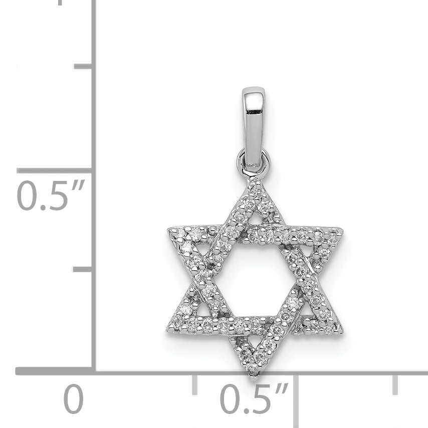 14k White Gold Diamond Star of David Pendant