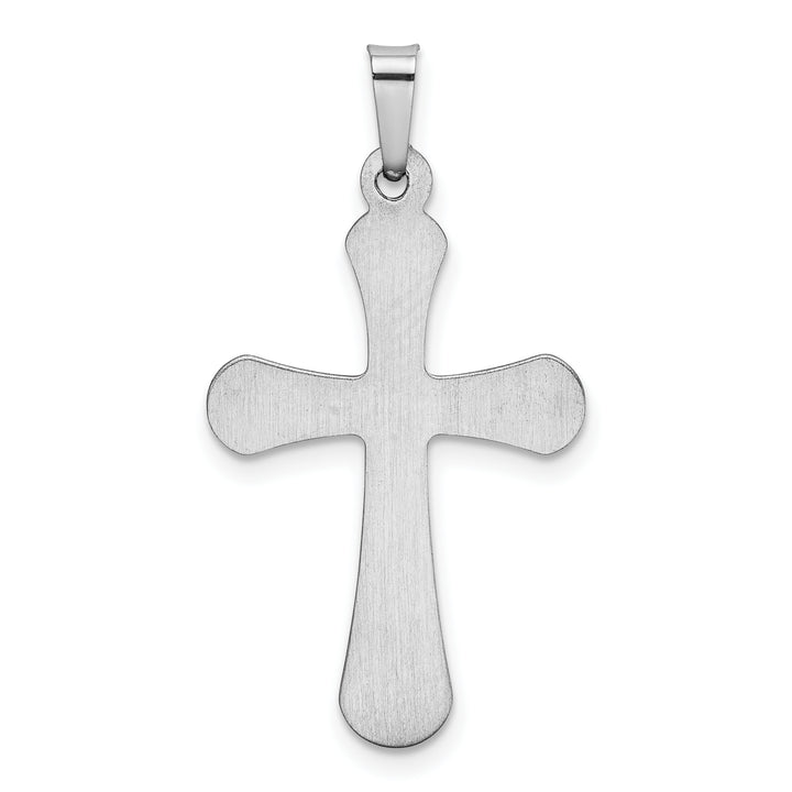 14k White Gold Polished Rounded Cross Pendant