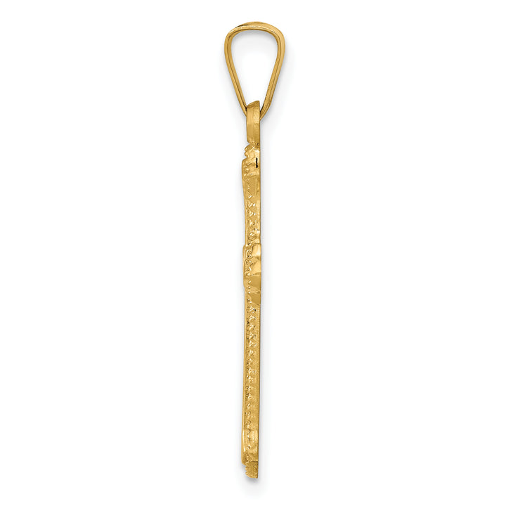 14k Polished Fleur de Lis Cross Pendant