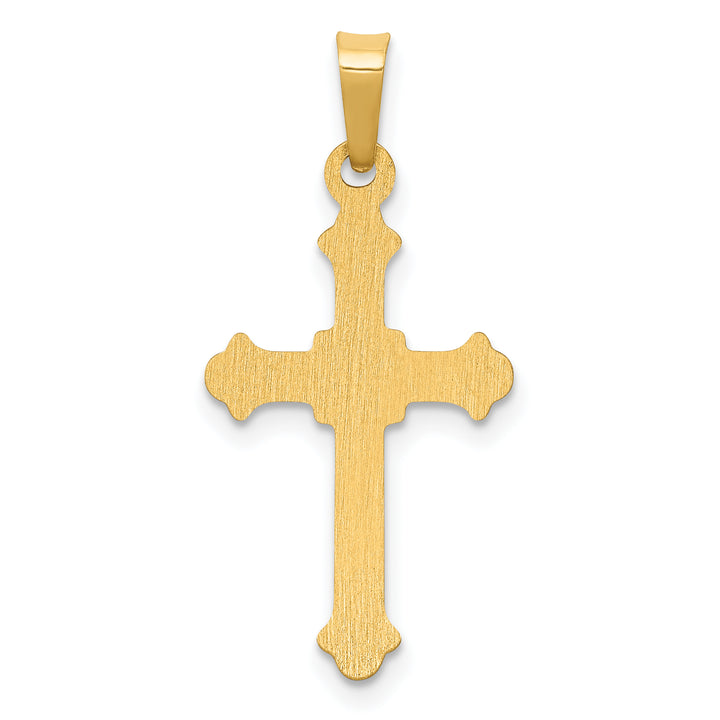 14k Polished Fleur de Lis Cross Pendant