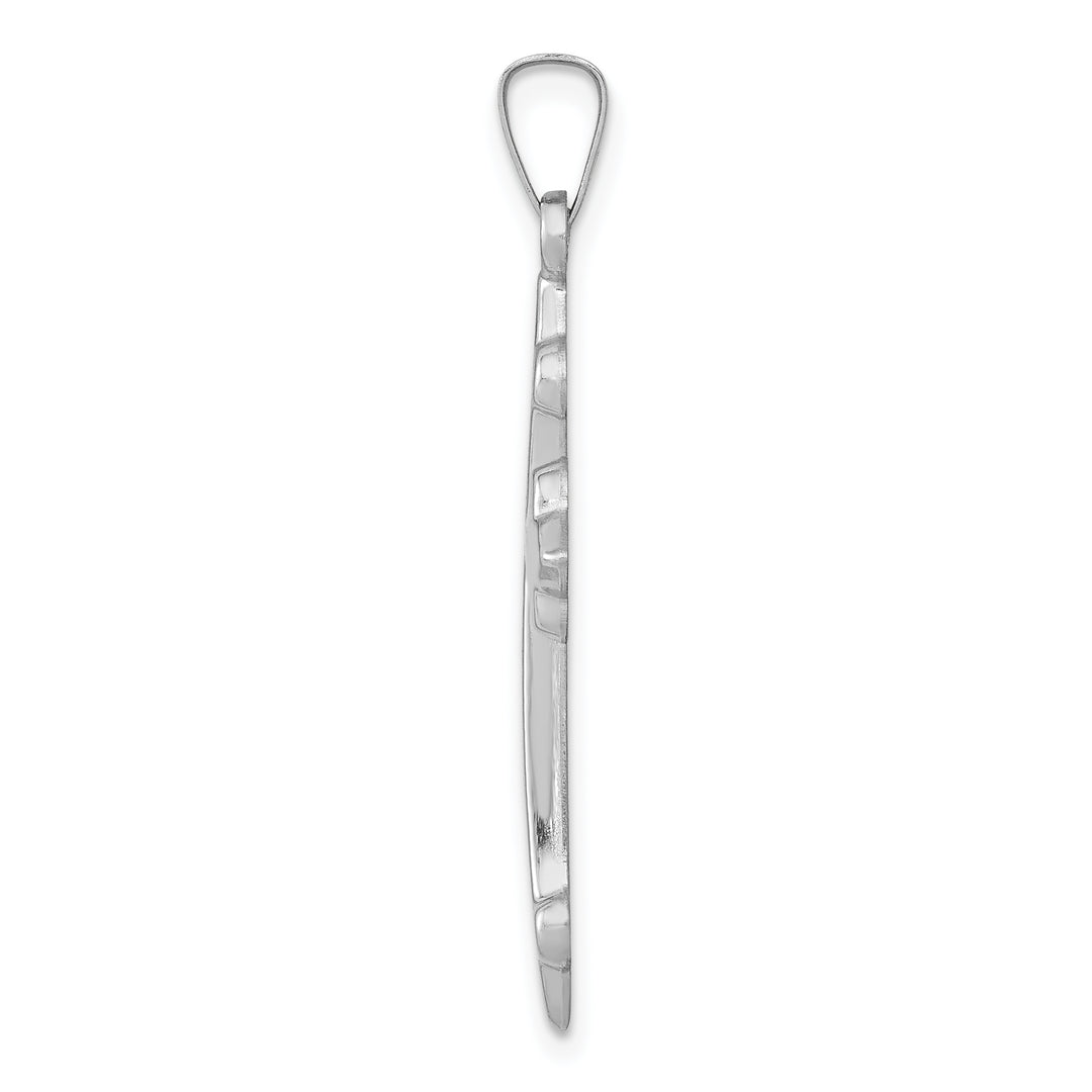 14k White Gold Polished Fleur de Lis Cross Pendant