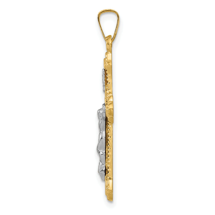 14k Two-tone Polished INRI Crucifix Pendant