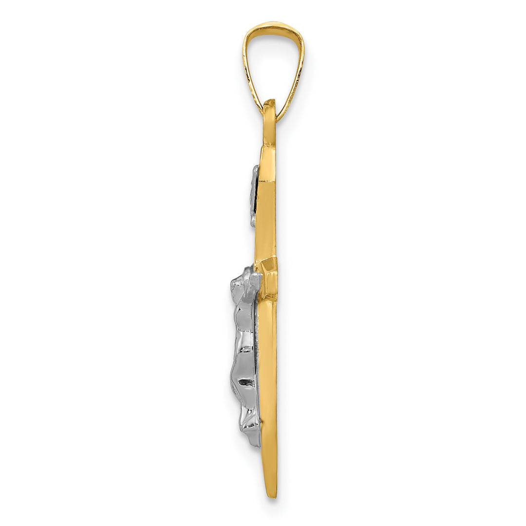 14k Two-tone Polished INRI Crucifix Pendant