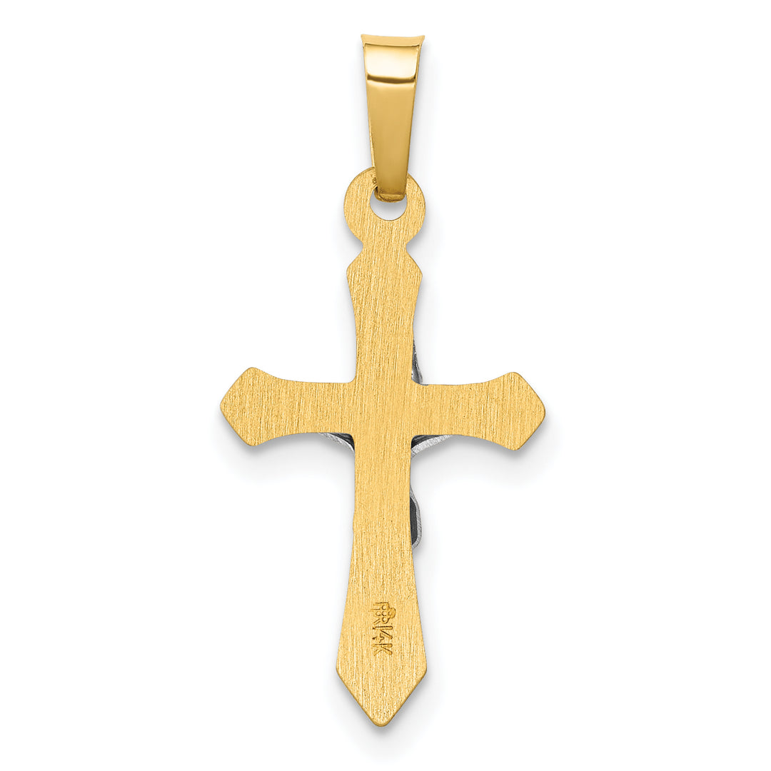 14k Two-tone Polished INRI Crucifix Pendant