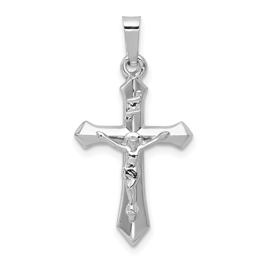 14k White Gold Polished INRI Crucifix Pendant