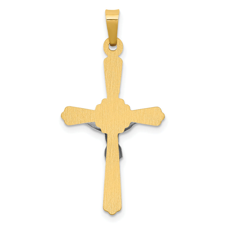 14K Two-tone Polished Inri Crucifix Pendant