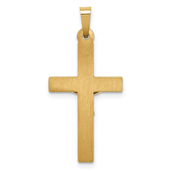 14k Two-tone Polished Lattice Textured INRI Crucifix Pendant