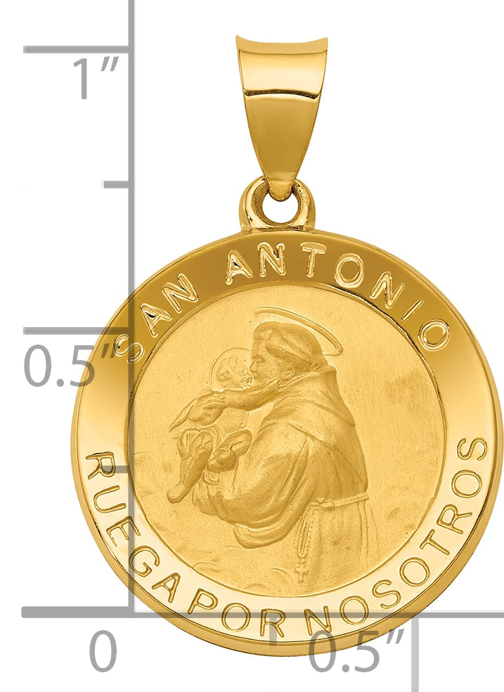14K Polished/Satin Hollow Spanish St. Anthony Medal Pendant
