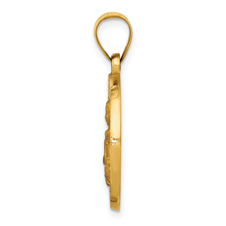 14K Polished/Satin St. Brigid Hollow Medal Pendant