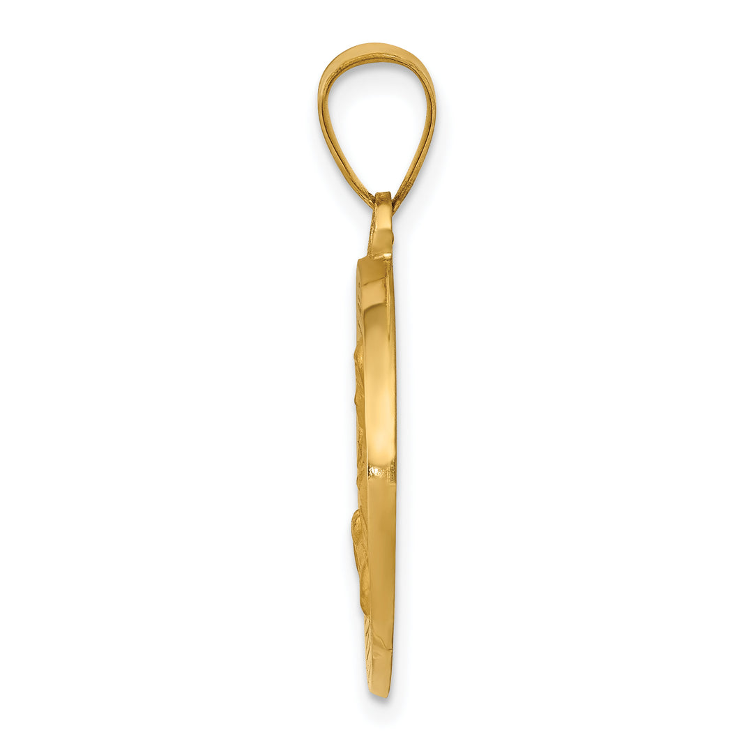 14K Polished/Satin St. Cecilia Hollow Medal Pendant