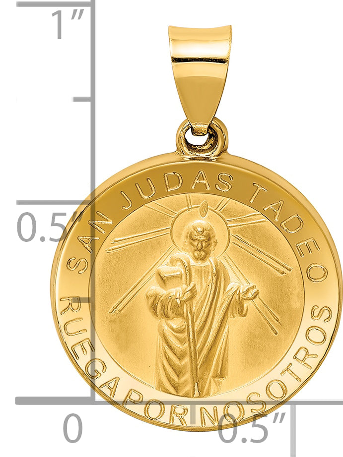 14K Polished / Satin Hollow Spanish St. Jude Thaddeus Medal