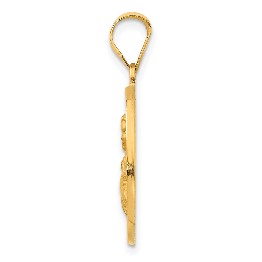 14K Polished / Satin St. Maria Goretti Hollow Medal Pendant
