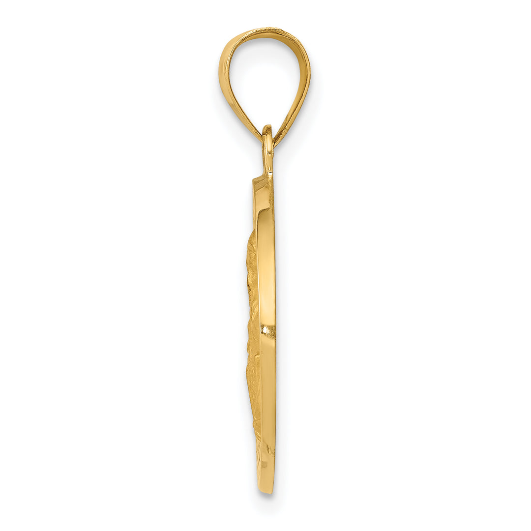 14K Polished / Satin St. Vincent Hollow Medal Pendant