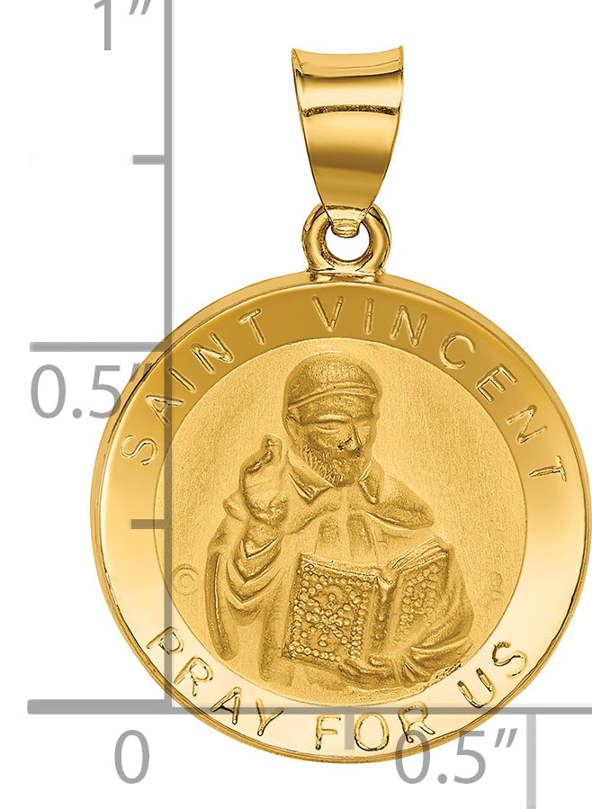 14K Polished / Satin St. Vincent Hollow Medal Pendant