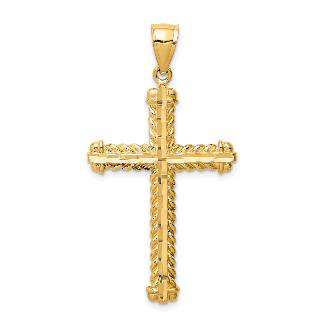14K Diamond-cut Cross Pendant