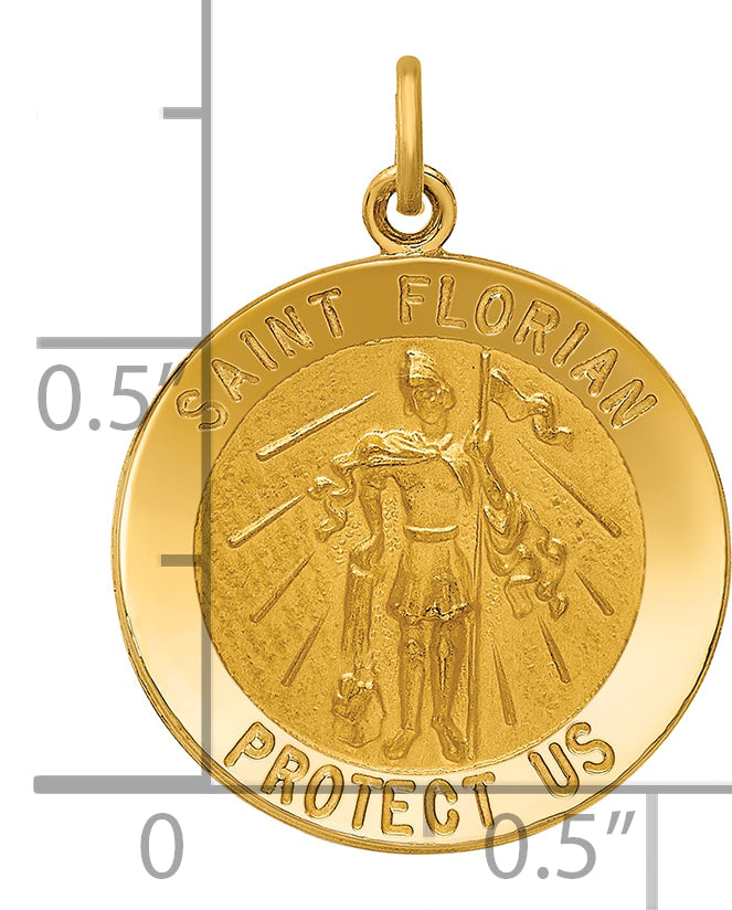 14k Solid Polished/Satin Medium St. Florian Medal