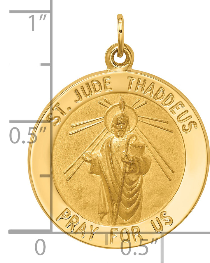 14k Solid Polished/Satin Medium Round St. Jude Thaddeus Medal