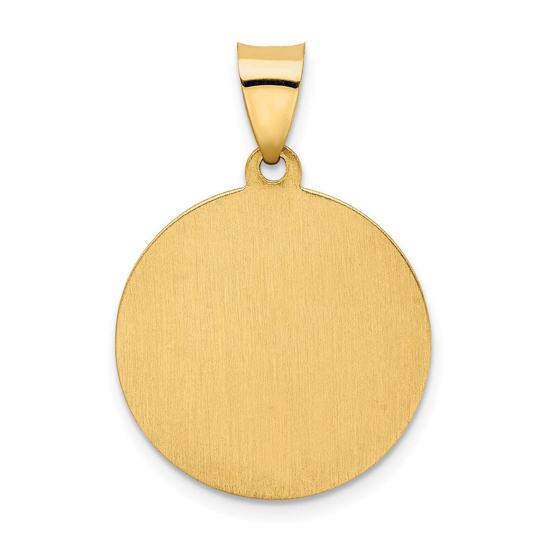 14k Hollow Polished/Satin Round Spanish San Miguel Medal