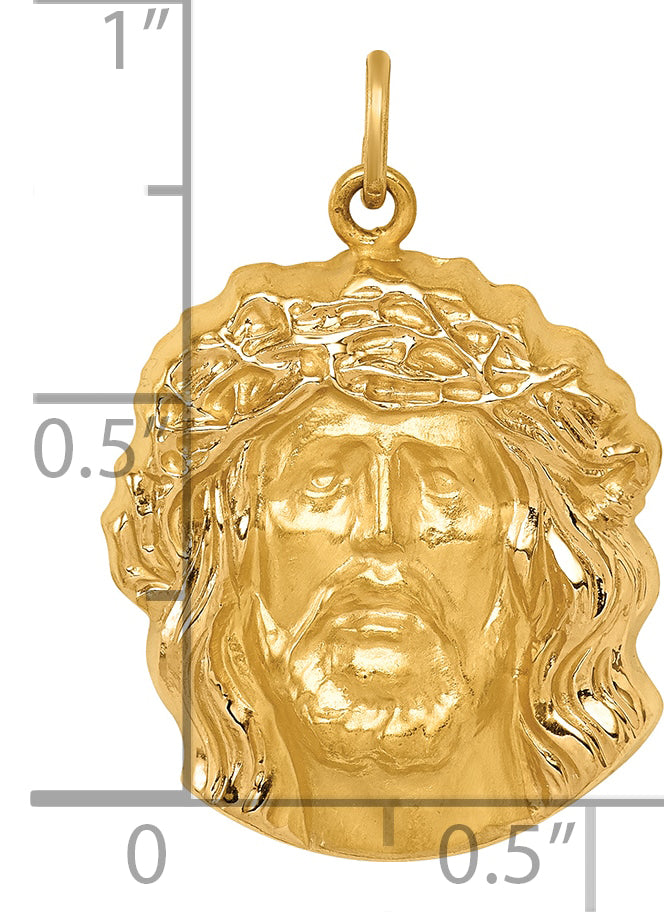 14k Hollow Polished/Satin Medium Jesus Medal