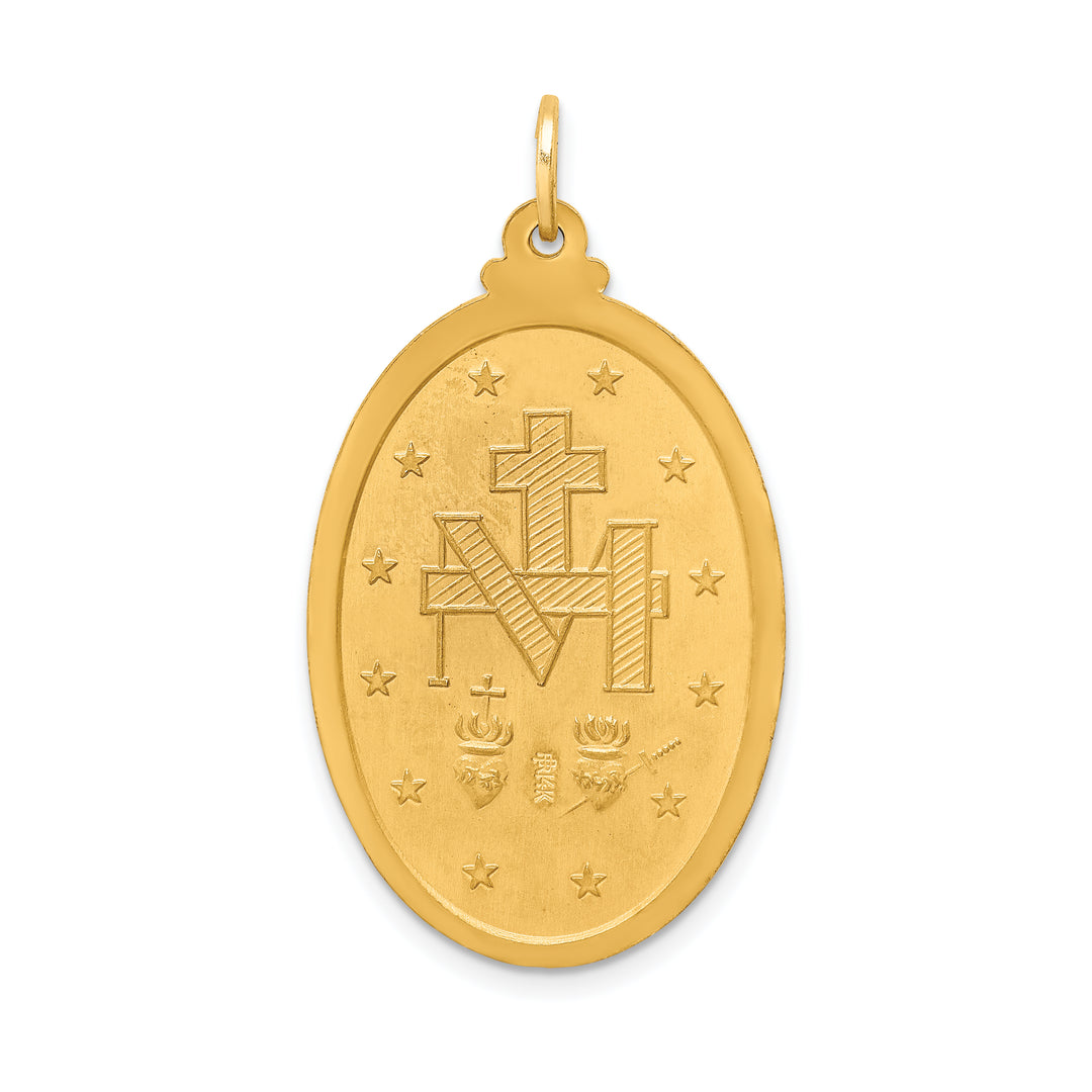 14k Solid Polished/Satin Large Oval Miraculous Medal