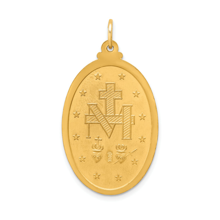 14k Solid Polished/Satin Large Oval Miraculous Medal