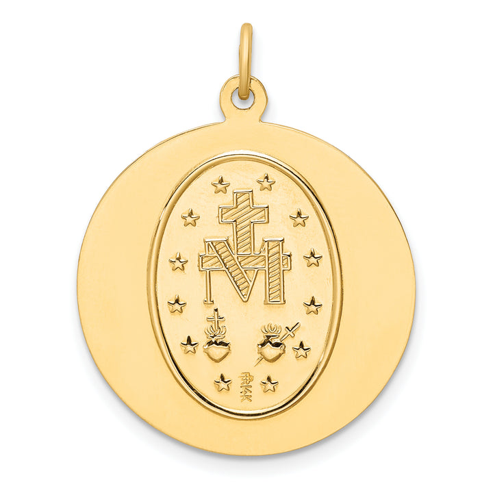 14k Solid Polished/Satin Round Miraculous Medal
