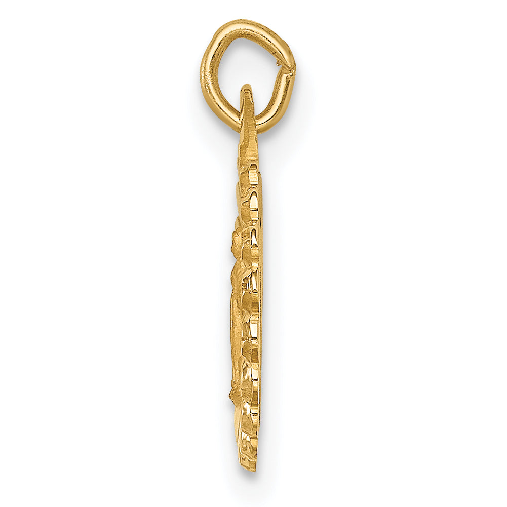 14k Solid Polished/Satin Tiny Round Scalloped Miraculous Medal