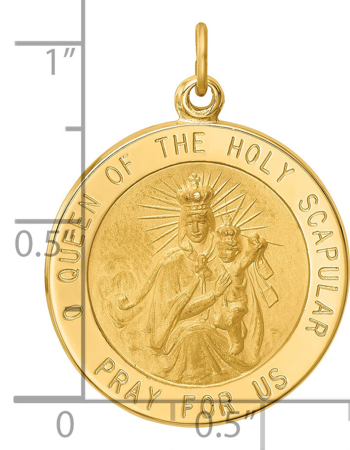14K Solid Large Queen Of Holy Scapular Reversible Medal