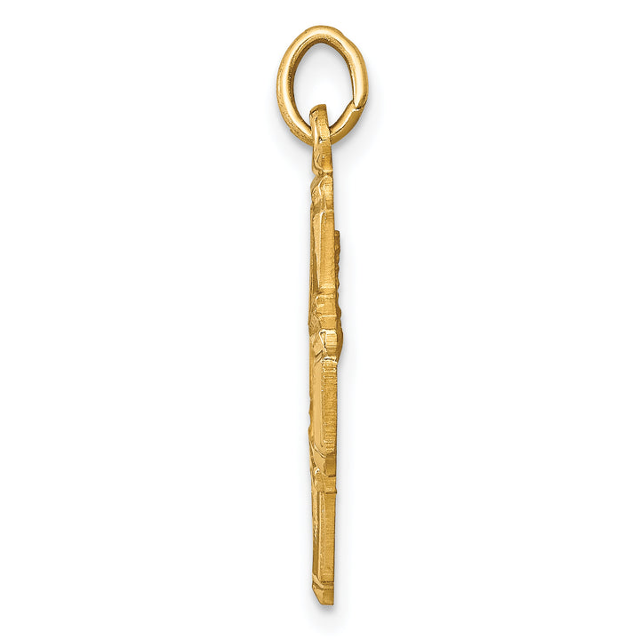 14k Solid Polished/Satin Small 4-Way Medal