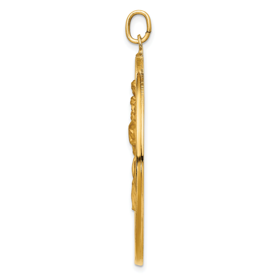 14k Solid Polished/Satin Extra Large Cut-out St. Christopher Medal