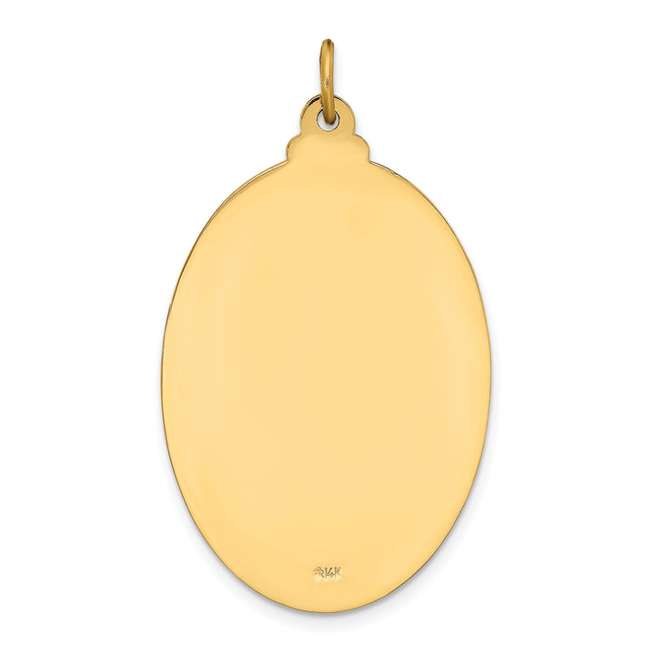 14k Solid Polished/Satin Large Oval St. Christopher Medal