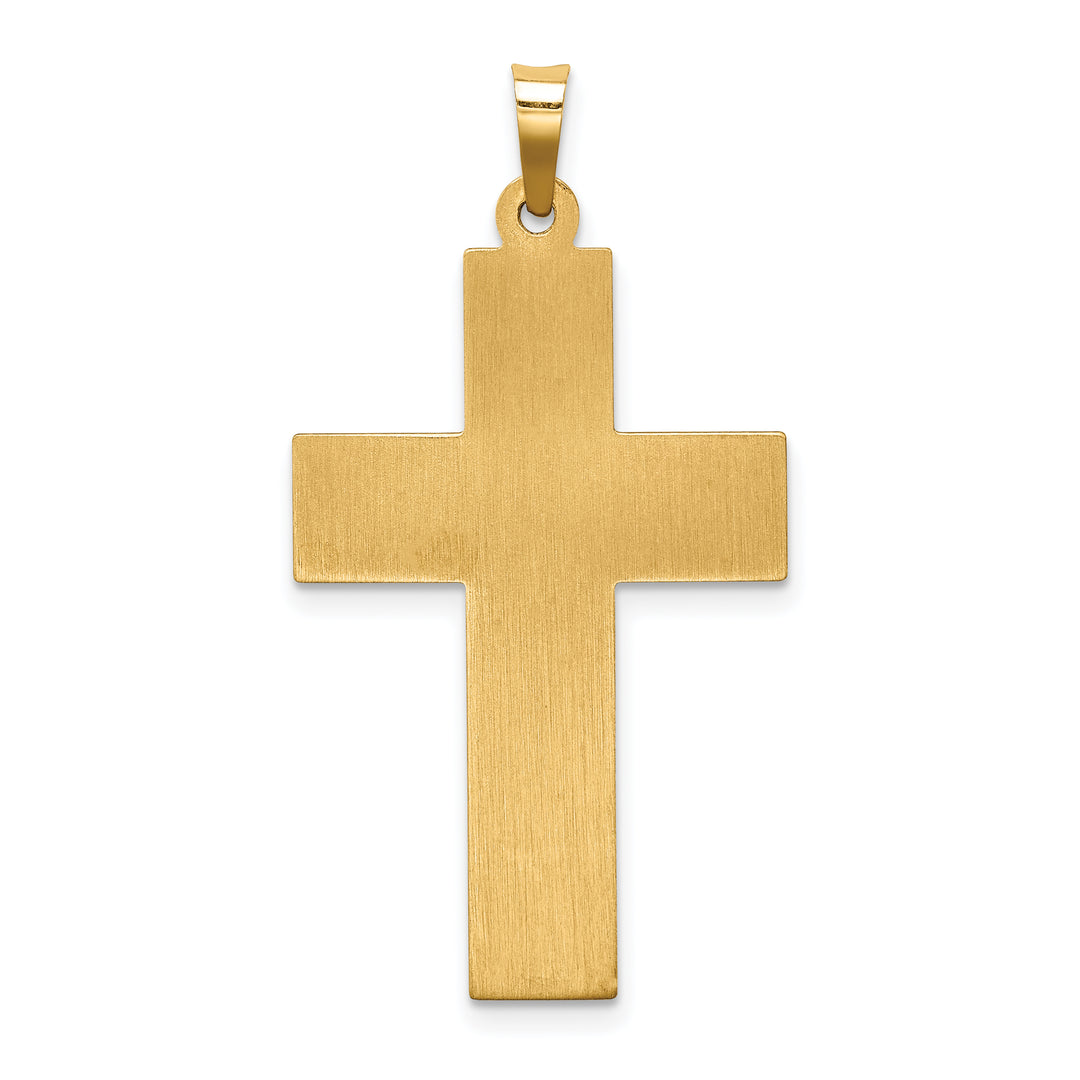 14k Hollow Polished Basketweave Design Latin Cross