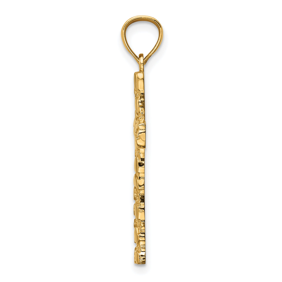 14K Nugget Cross Pendant