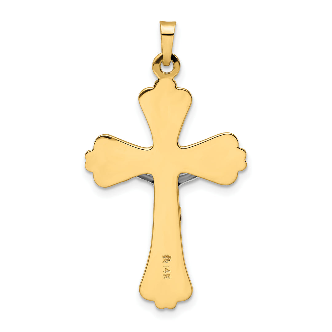 14k Two-tone Polished Solid INRI Crucifix Cross Pendant