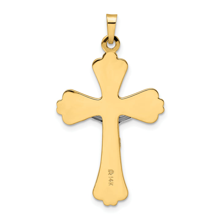 14k Two-tone Polished Solid INRI Crucifix Cross Pendant