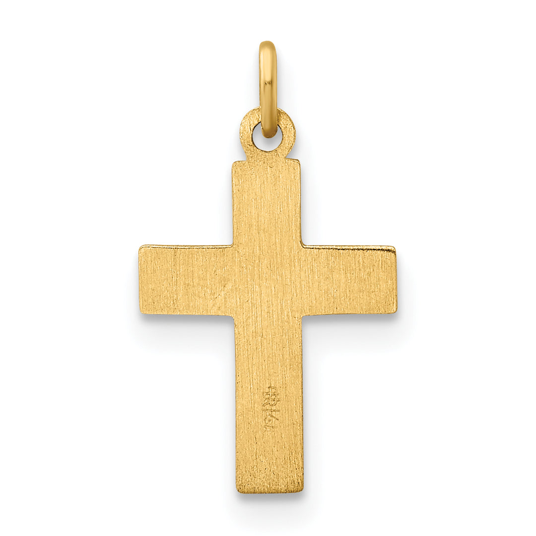 14k Polished and Textured Solid Star Cross Pendant