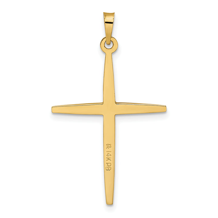 14k Two-tone Polished Solid Diamond Shape Center Cross Pendant