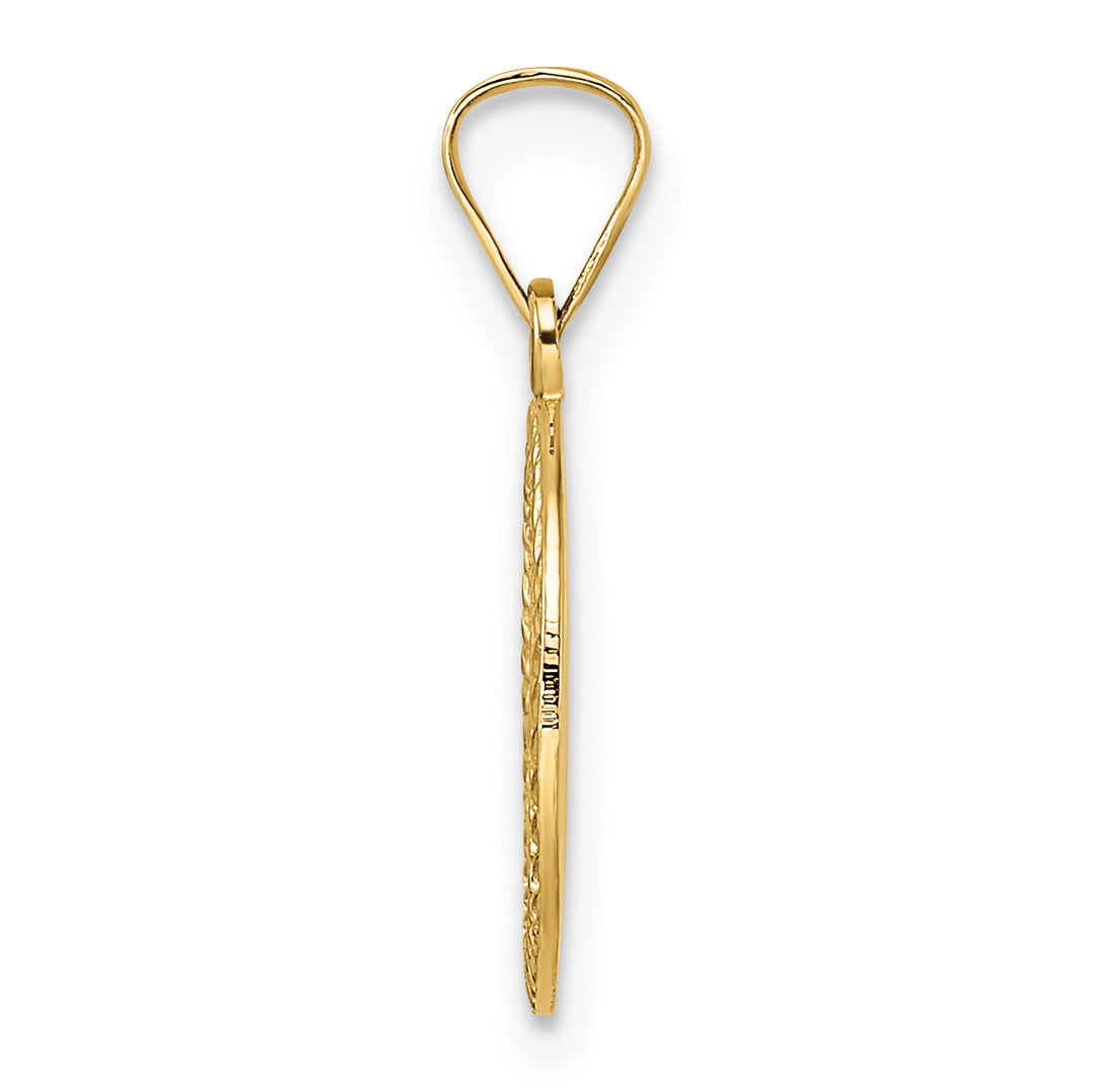 14k Polished and Textured Solid Star of David in Frame Pendant