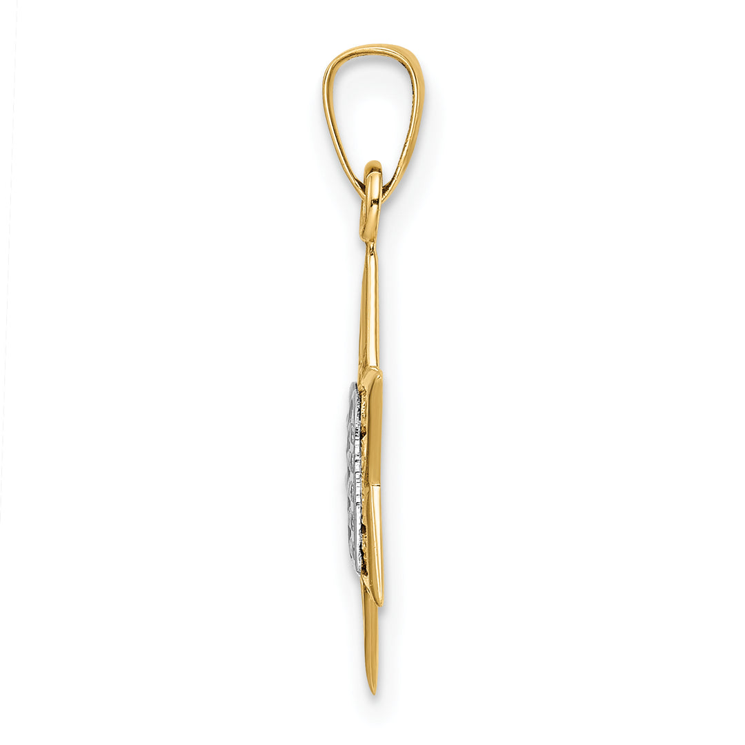 14k Two-tone Polished Solid Star and Torah Pendant