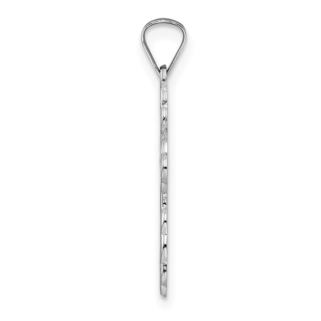 14k White Gold Polished Eastern Orthodox Solid Cross Pendant