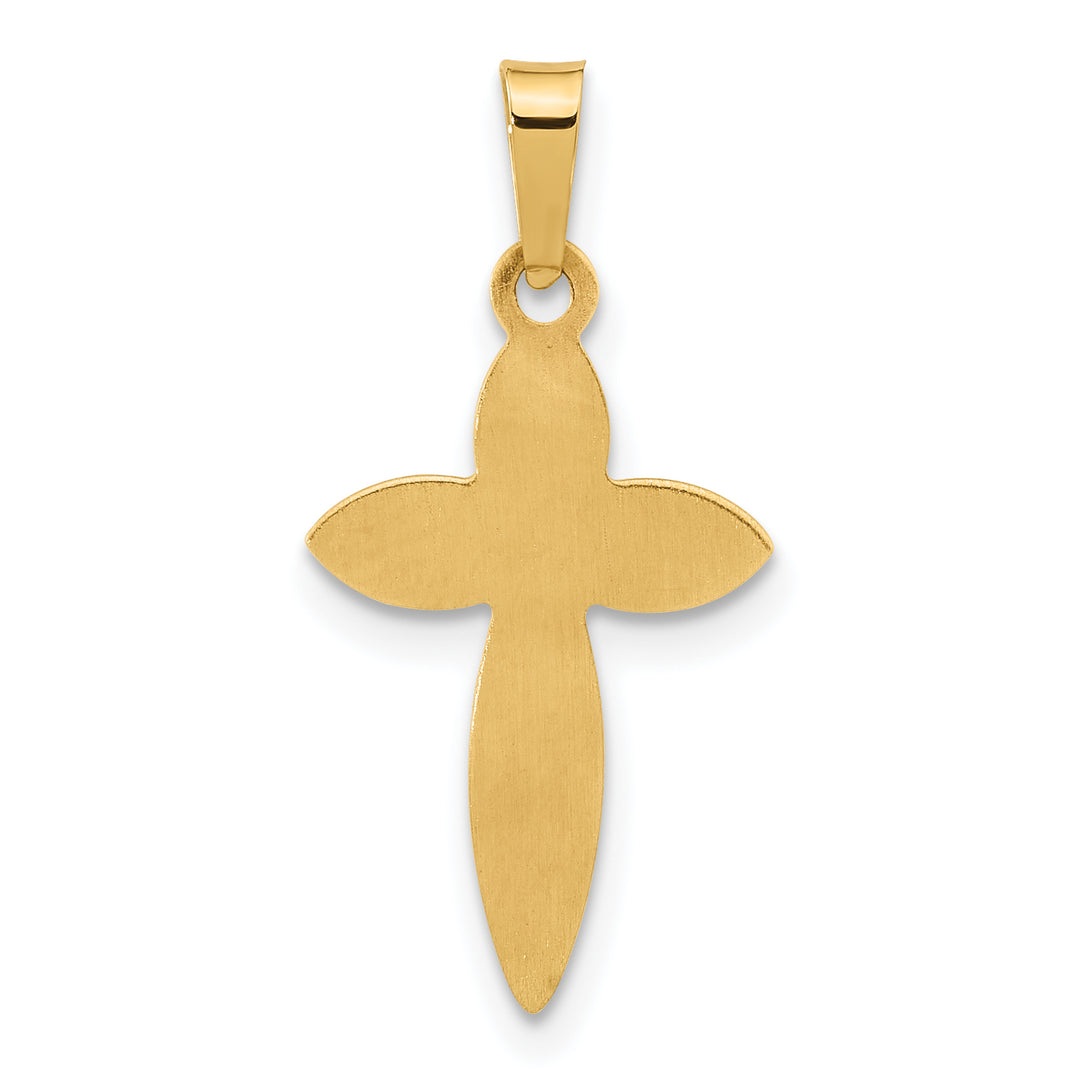 14k Polished and Beaded Hollow Edge Passion Cross Pendant