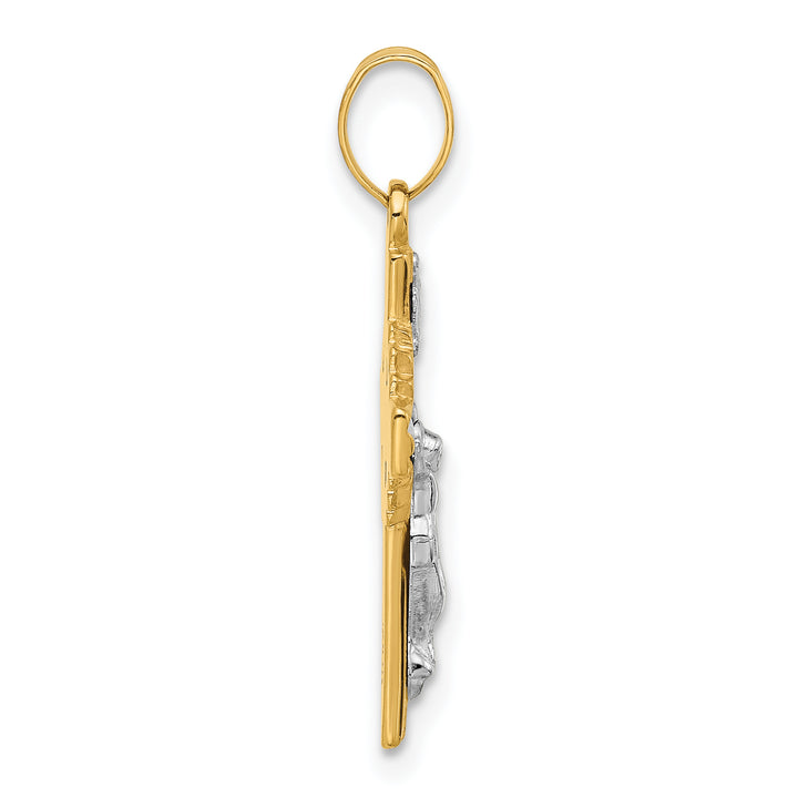 14k Two-Tone Hollow INRI Crucifix Pendent