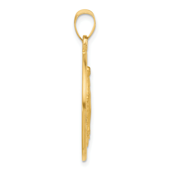 14k Polished and Satin Solid Miraculous Mary Plain Back Medal