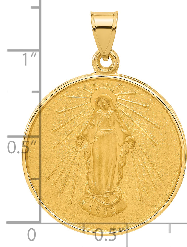 14k Polished and Satin Solid Miraculous Mary Plain Back Medal