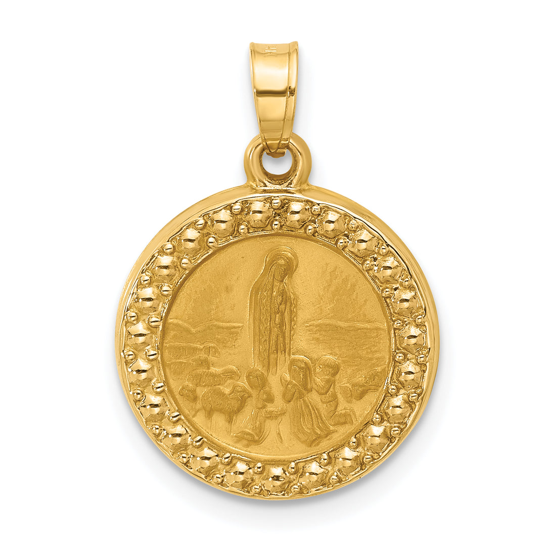 14k Satin and Polished St Anthony Medal Round Pendant